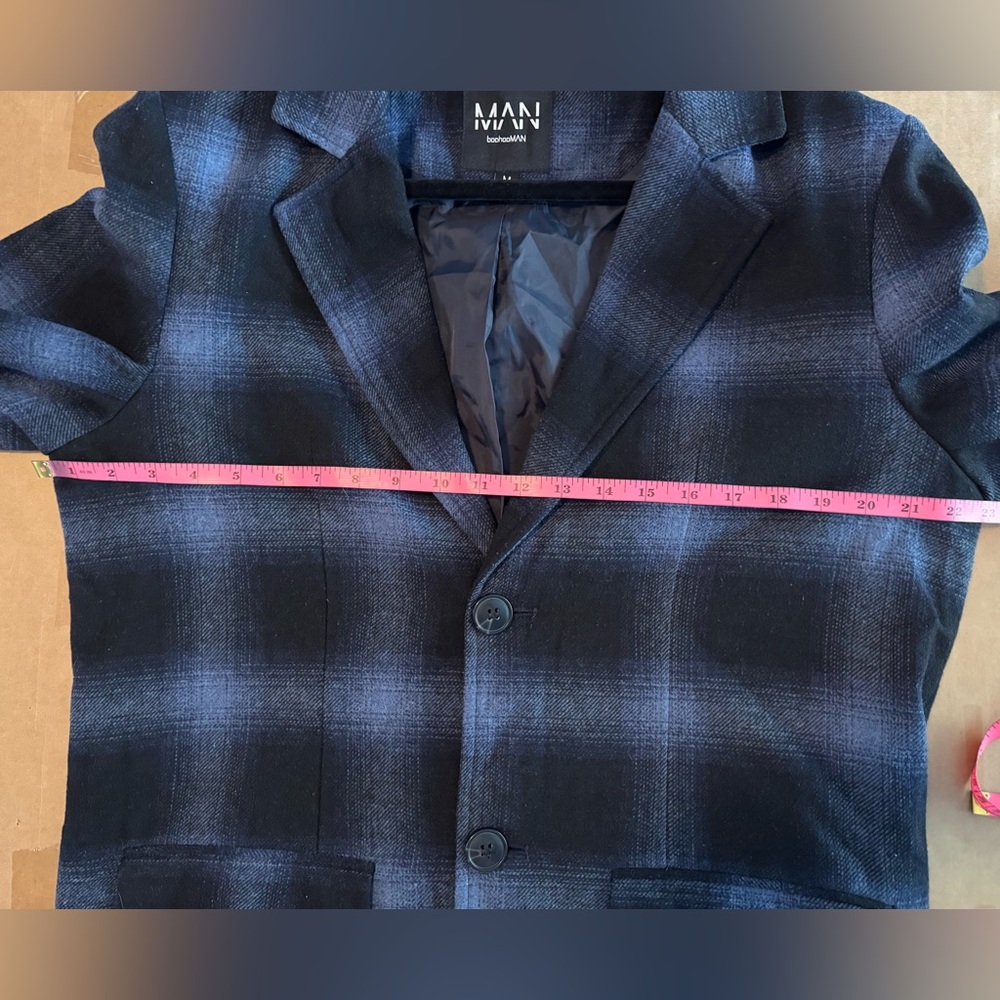 BoohooMAN Black and Blue Checkered Jacket - Picture 6 of 9